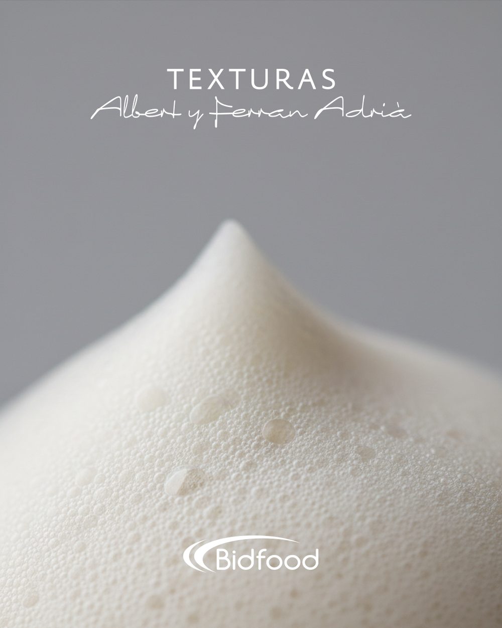 Catalogue cover — 'Texturas, Albert y Ferran Adrià', a white cone of powder