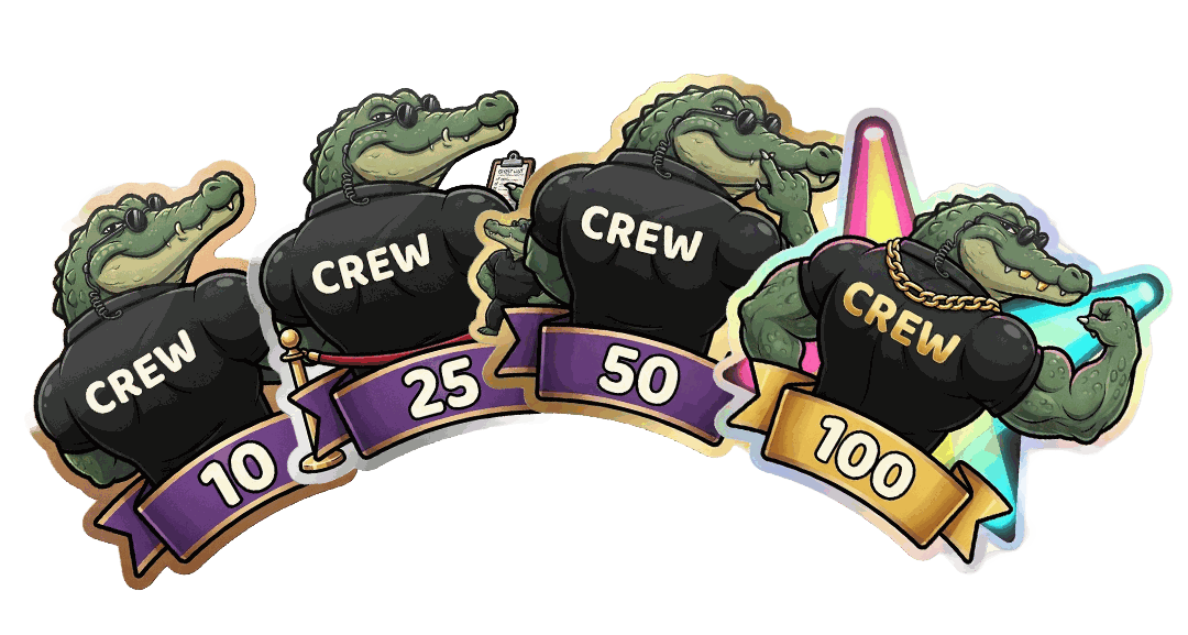 A fanned set of the Crew sticker across four tiers