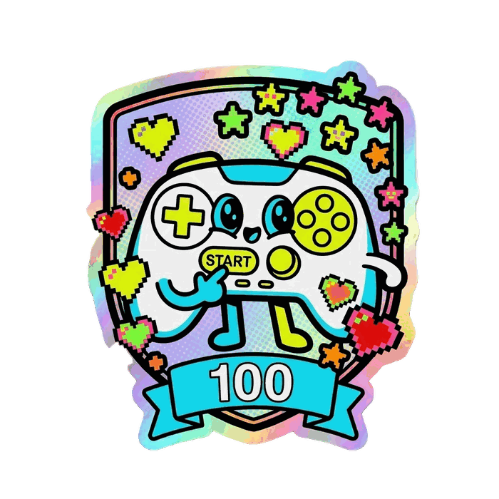 Gaming sticker — a holographic game controller, tier 100