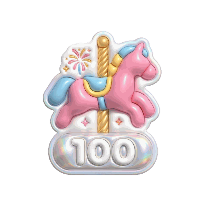 Kids sticker — a pastel carousel horse, tier 100