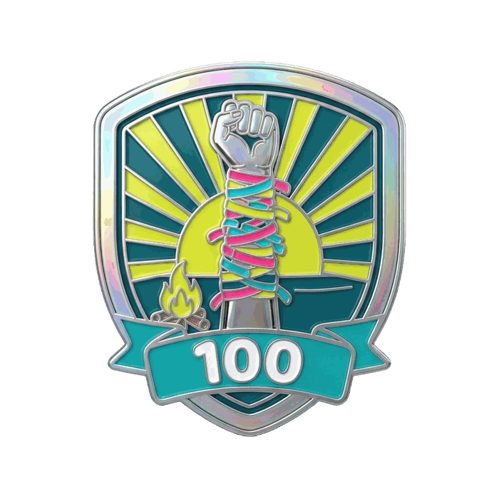 Multiday sticker — a figure against a sunburst, tier 100