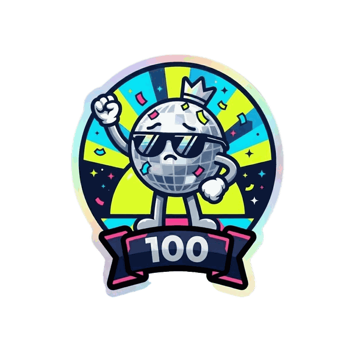 Nightlife sticker — a disco ball in sunglasses, tier 100