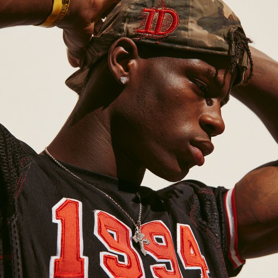 A man in a 1994 basketball jersey and cap
